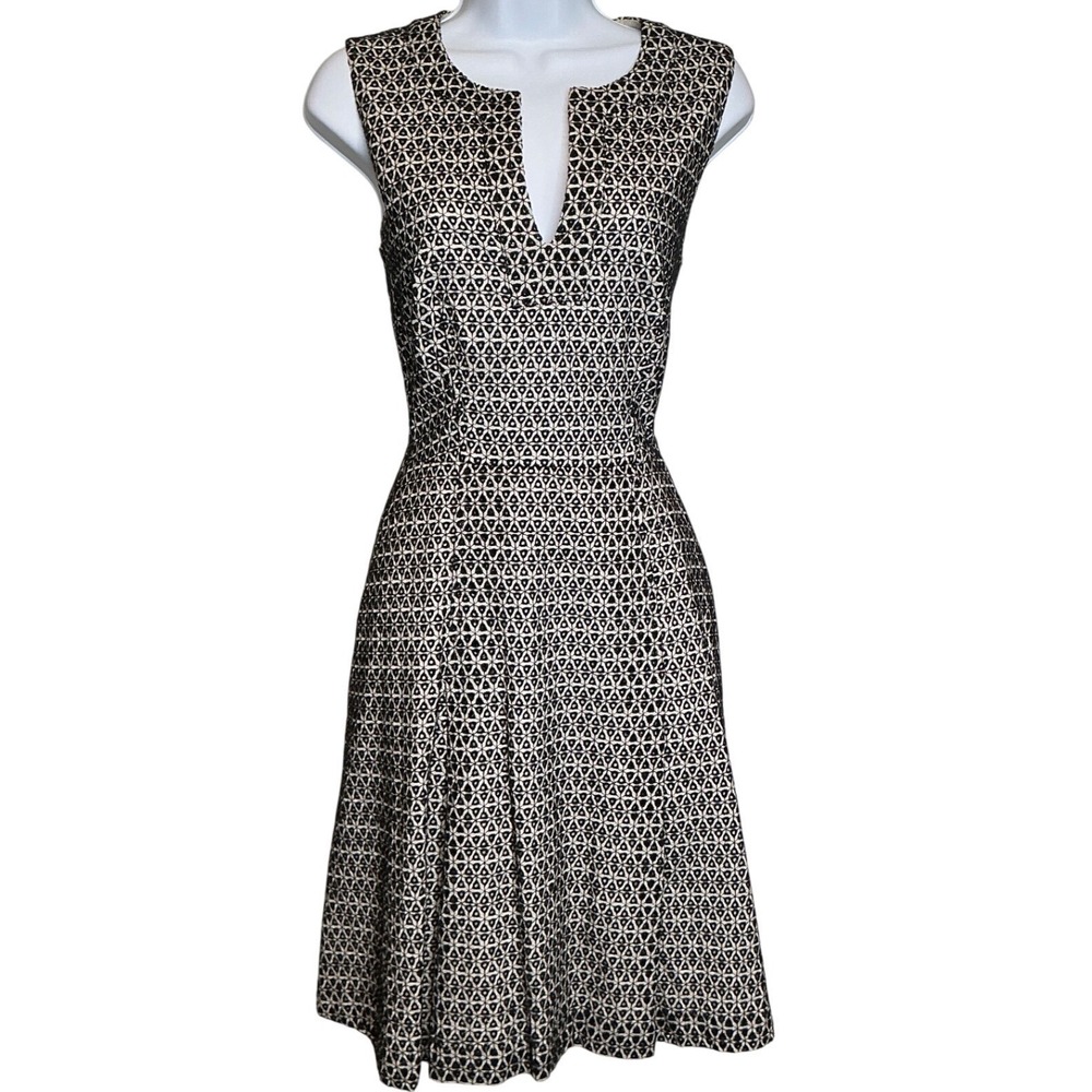 J. CREW Womens Contrast Eyelet Fit & Flare Dress Size 8 Parisian Chic Soft Girl